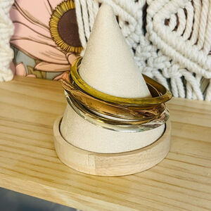 Chloe +‎ Isabel Bangle Bracelet Set Gold Silver Rose Set of 3